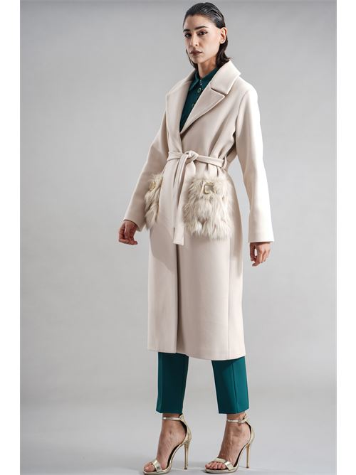 Cappotto con ecopelliccia GM by Gai Mattiolo | GM3559BURRO
